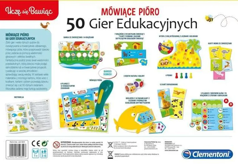 Clementoni, Uczę się bawiąc, Mówiące pióro, 50 gier edukacyjnych