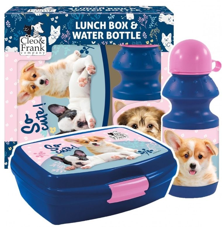 Cleo i Frank, zestaw: lunchbox z bidonem