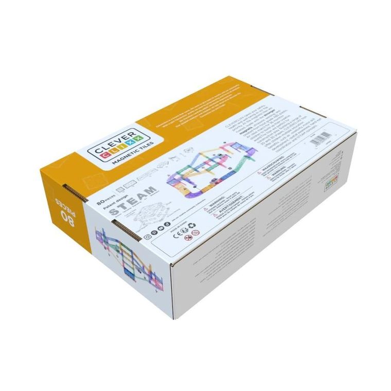 Cleverclixx, Large Race Track Pastel, klocki magnetyczne, 80 elementów