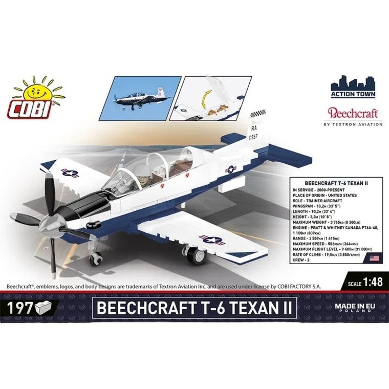 Cobi, Action Town, Beechcraft T-6 Texan II, klocki, 197 elementów