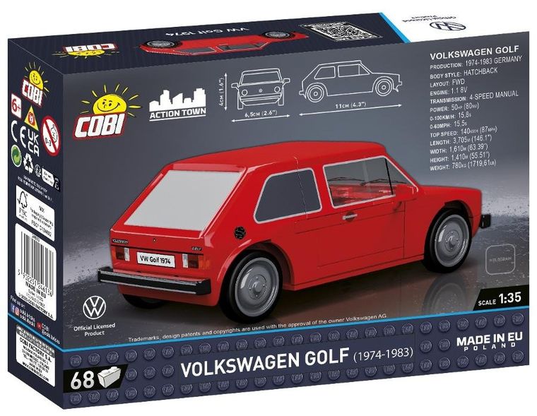 Cobi, Action Town, Volkswagen Golf (1974-1983), klocki, 68 elementów
