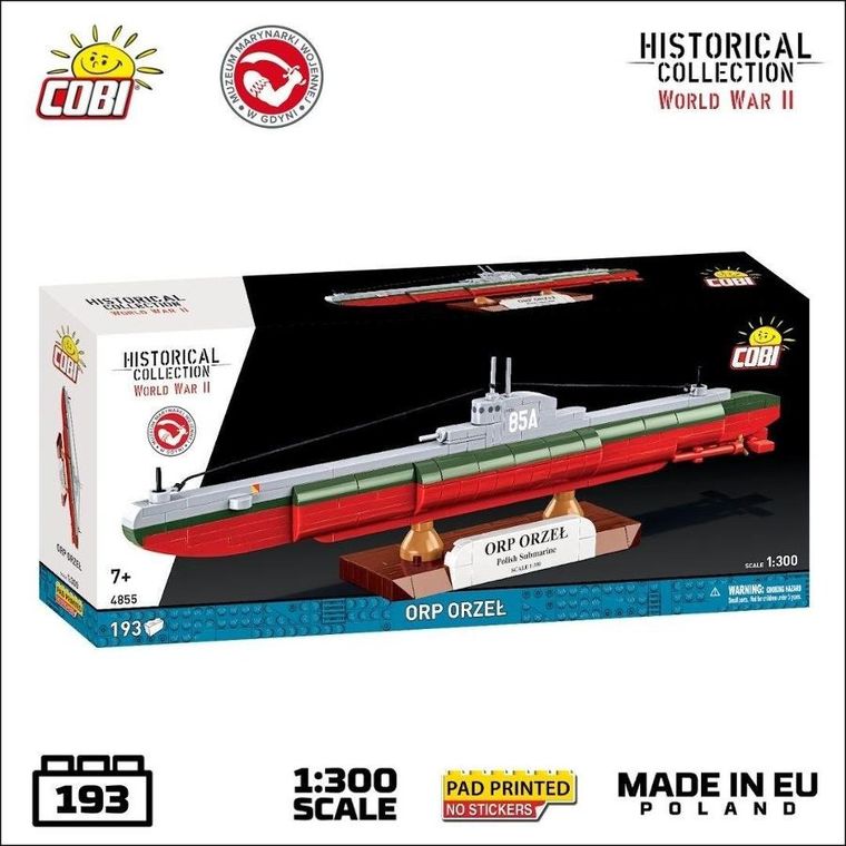 Cobi, Historical Collection, WWII, ORP Orzeł, klocki, 1:300, 193 elementy