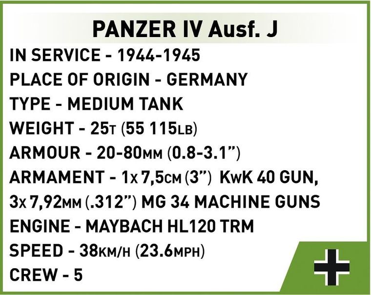 Cobi, Historical Collection WWII, Panzer IV Ausf. J, klocki, 1:72, 128 elementów