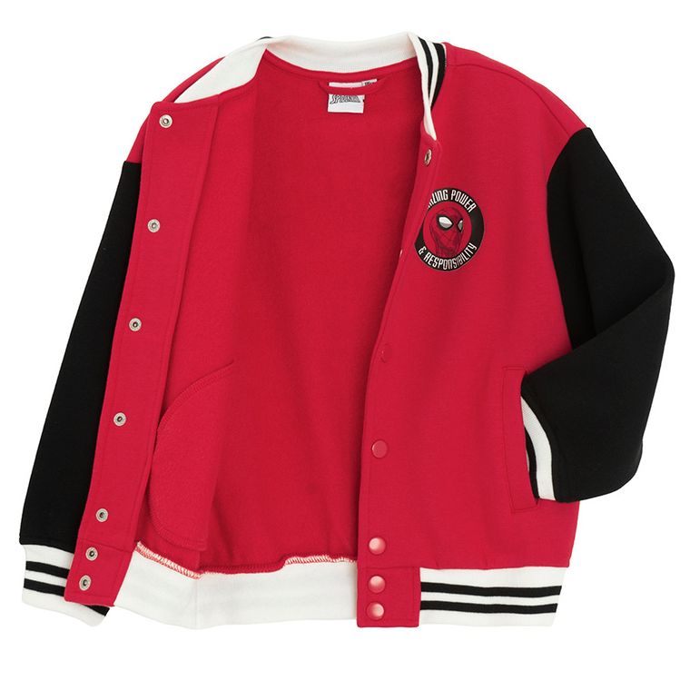 Cool Club, Bluza bejsbolówka chłopięca, rozpinana, czerwona, Spider-Man