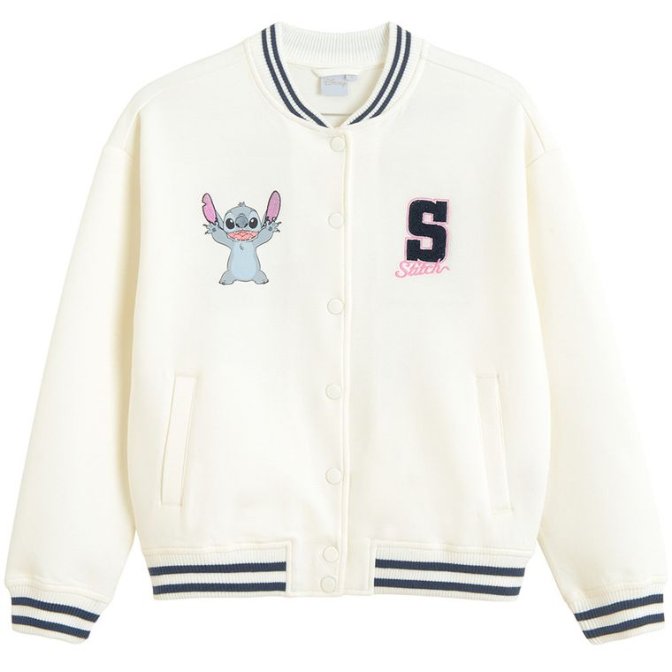 Cool Club, Bluza bejsbolówka dziewczęca, rozpinana, biała, Lilo i Stitch