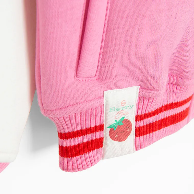 Cool Club, Bluza bejsbolówka dziewczęca, rozpinana, ocieplana, różowa