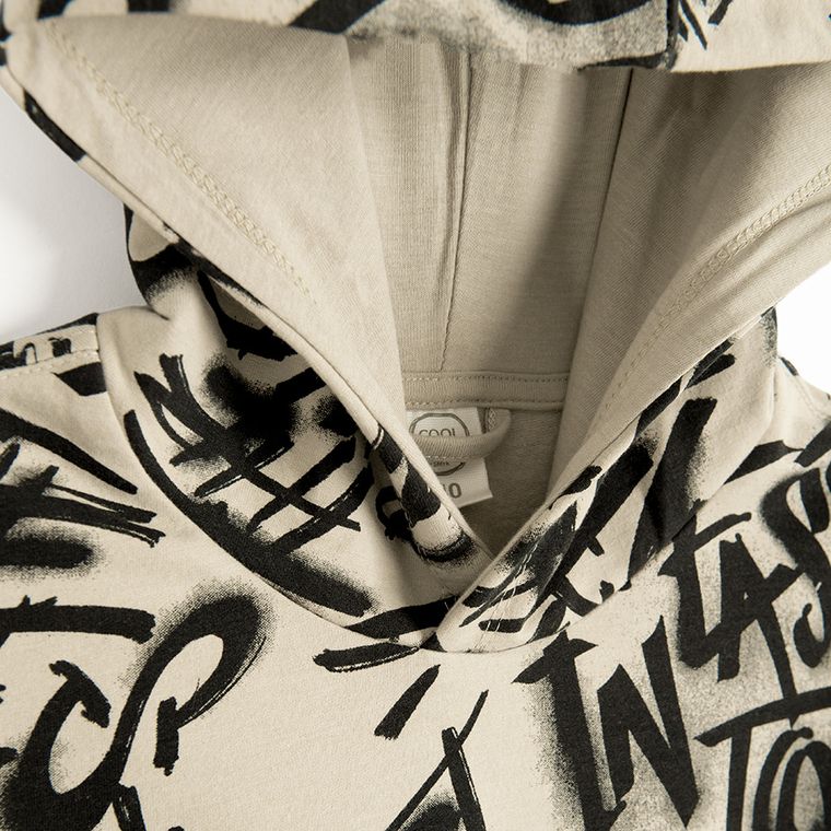 Cool Club, Bluza chłopięca z kapturem, beżowa