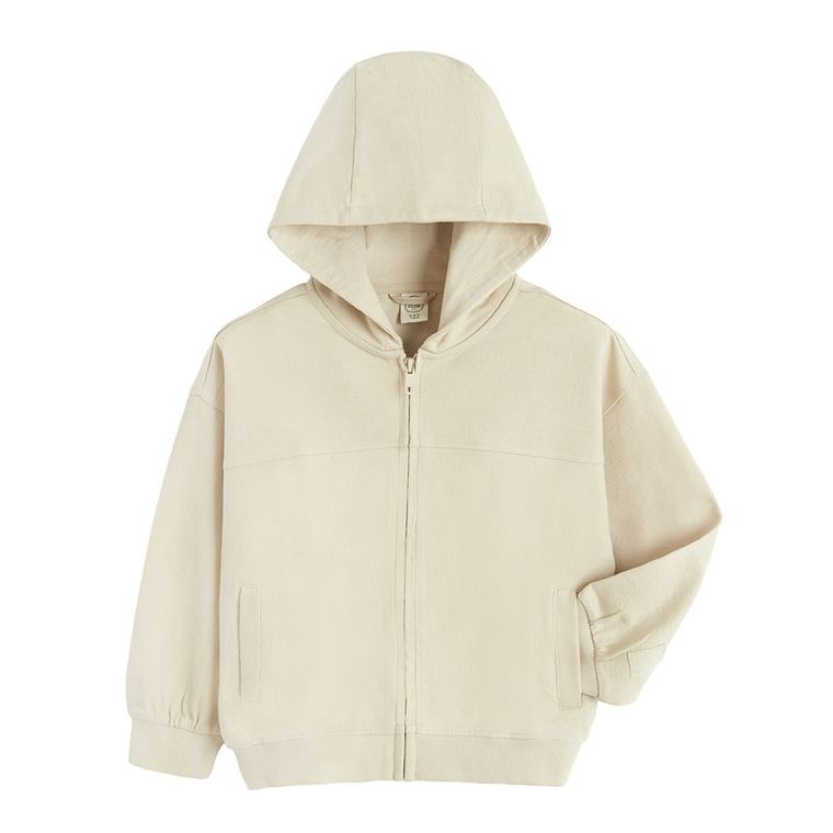 Cool Club, Bluza chłopięca z kapturem, rozpinana, baggy, beżowa