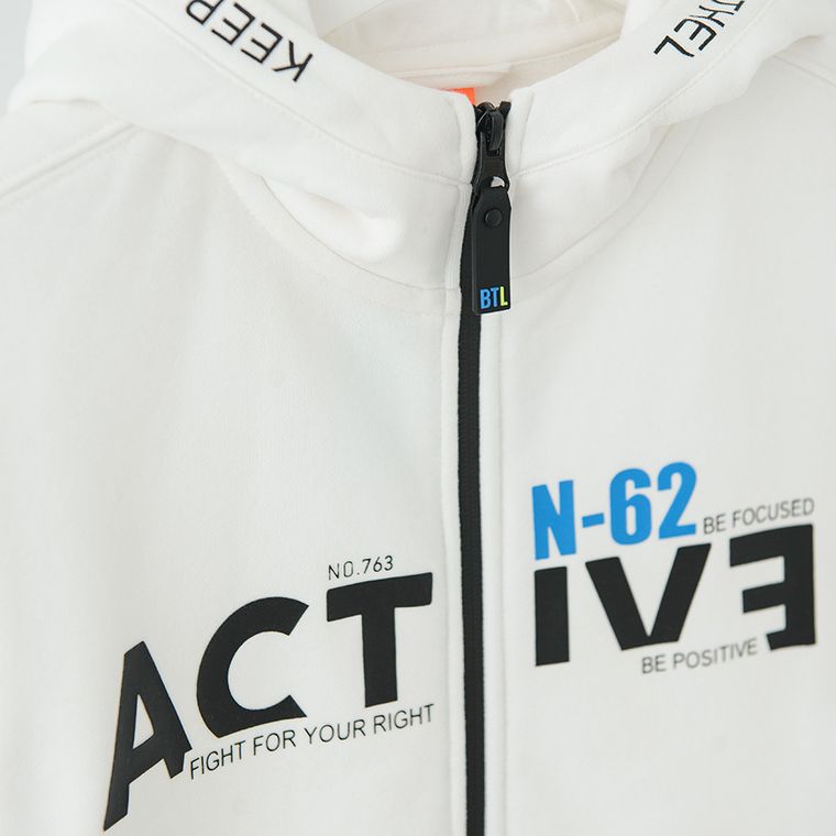 Cool Club, Bluza chłopięca z kapturem, rozpinana, biała