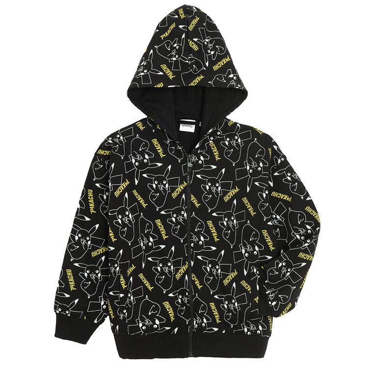 Cool Club, Bluza chłopięca z kapturem, rozpinana, czarna, Pokemon