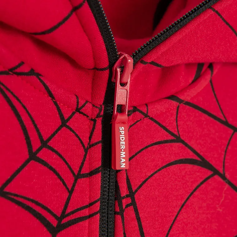 Cool Club, Bluza chłopięca z kapturem, rozpinana, czerwona, Spider-Man