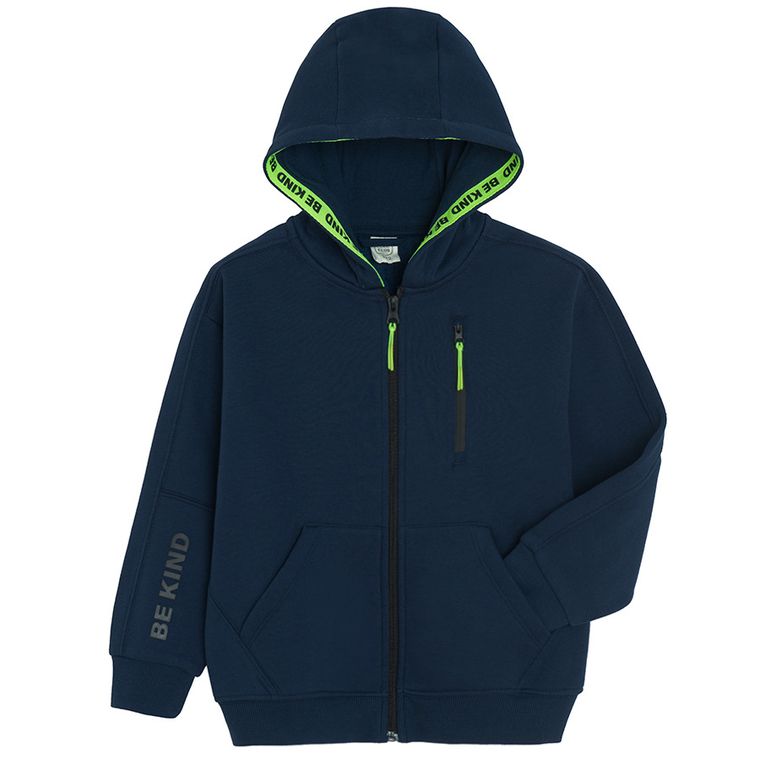 Cool Club, Bluza chłopięca z kapturem, rozpinana, ocieplana, granatowa