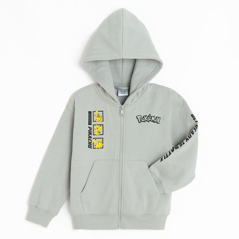 Cool Club, Bluza chłopięca z kapturem, rozpinana, szara, Pokemon