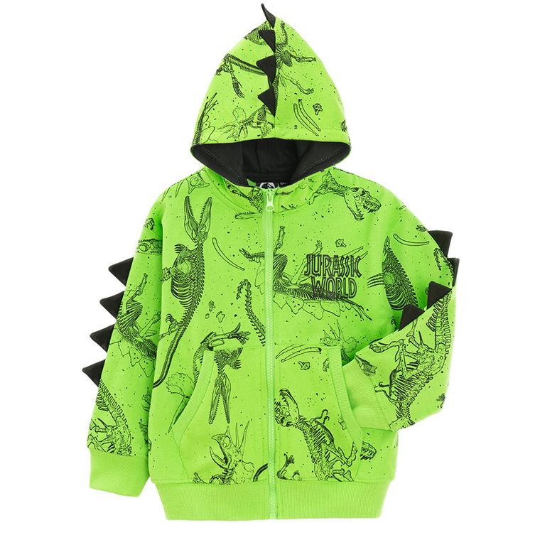 Cool Club, Bluza chłopięca z kapturem, rozpinana, zielona, Jurassic World