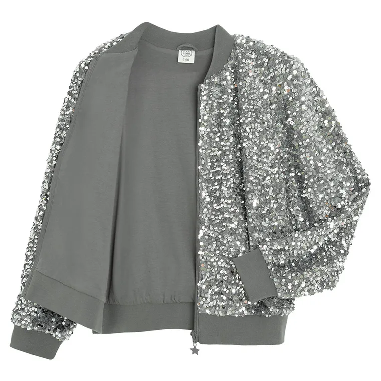 Cool Club, Bluza dziewczęca, rozpinana, srebrna