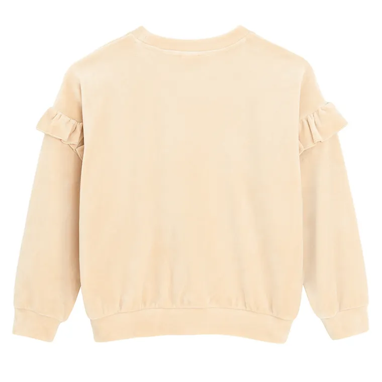 Cool Club, Bluza dziewczęca, welurowa, beżowa