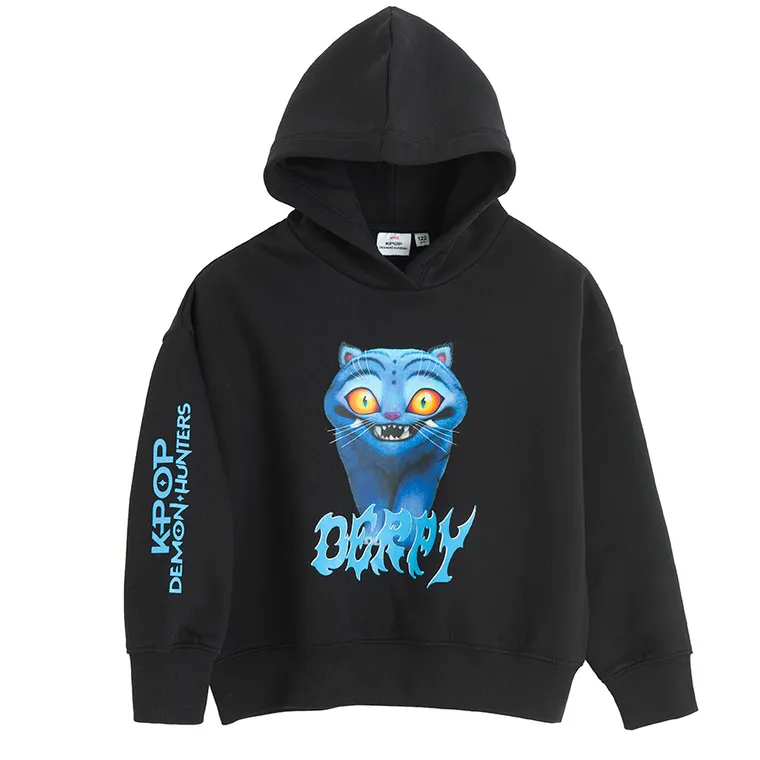 Cool Club, Bluza dziewczęca z kapturem, ocieplana, czarna, K-Pop Demon Hunters