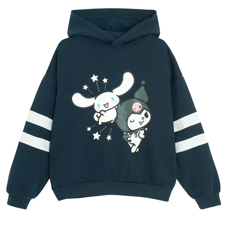 Cool Club, Bluza dziewczęca z kapturem, ocieplana, granatowa, Hello Kitty and Friends