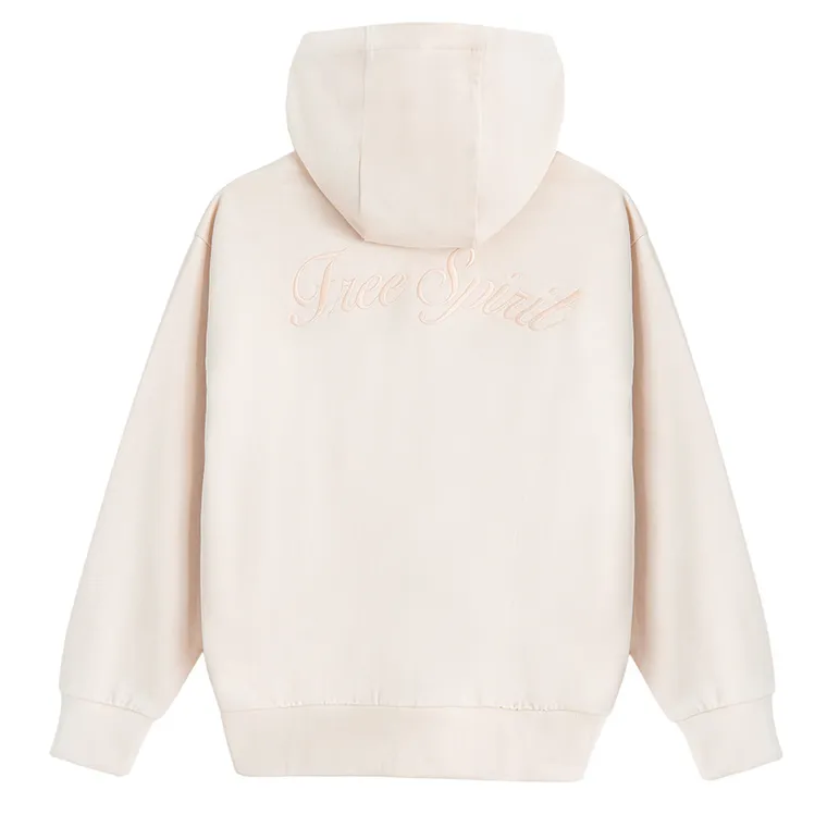 Cool Club, Bluza dziewczęca z kapturem, rozpinana, beżowa