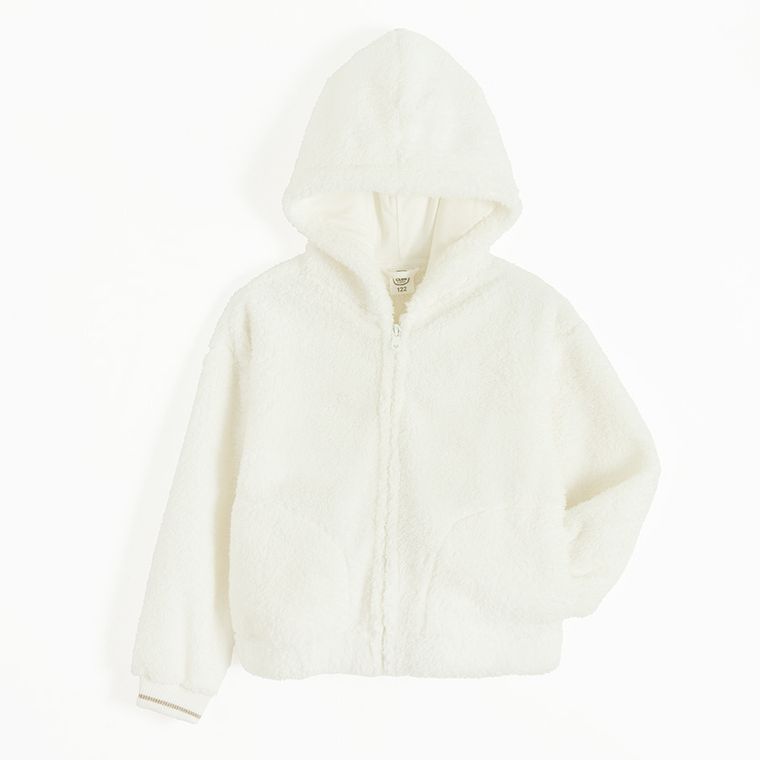 Cool Club, Bluza dziewczęca z kapturem, rozpinana, biała