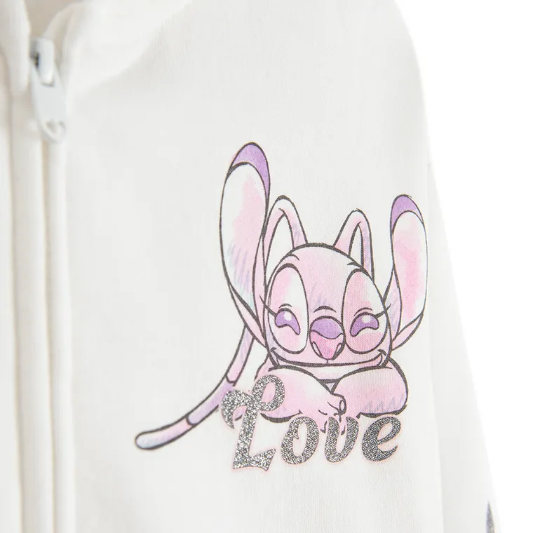Cool Club, Bluza dziewczęca z kapturem, rozpinana, crop top, biała, Lilo i Stitch