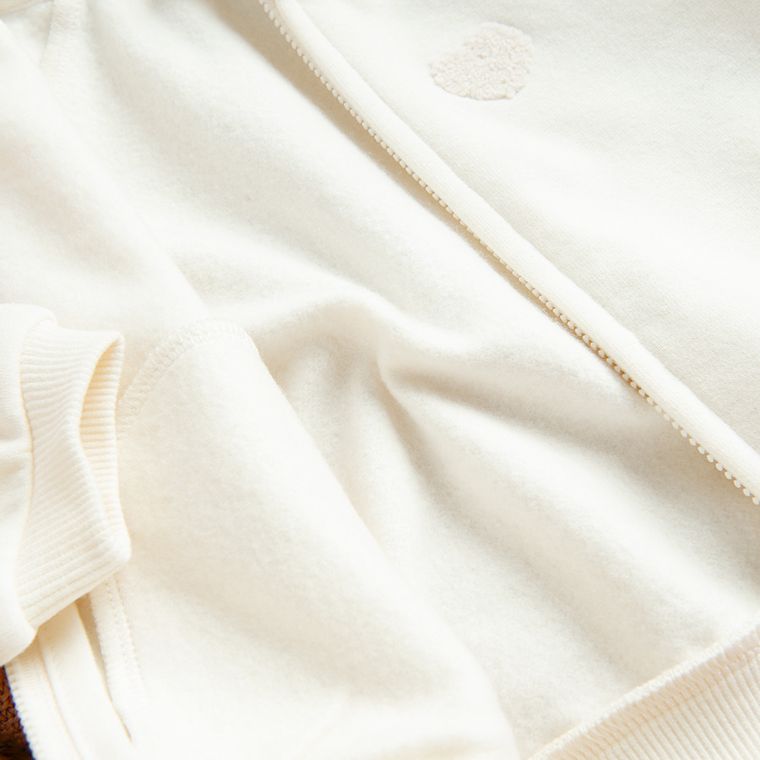 Cool Club, Bluza dziewczęca z kapturem, rozpinana, ocieplana, ecru