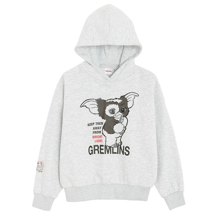 Cool Club, Bluza dziewczęca z kapturem, szara melanż, Gremlins