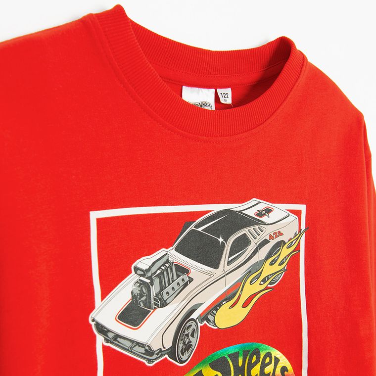 Cool Club, Bluzka chłopięca z długim rękawem, czerwona, Hot Wheels