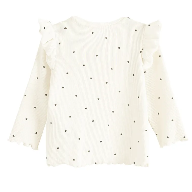 Cool Club, Bluzka dziewczęca z długim rękawem, prążkowana, biała