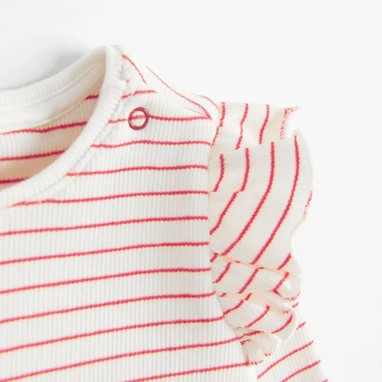 Cool Club, Bluzka dziewczęca z długim rękawem, prążkowana, biała
