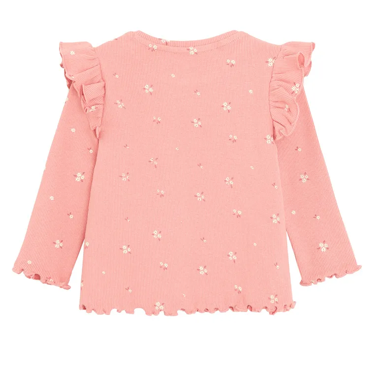 Cool Club, Bluzka dziewczęca z długim rękawem, prążkowana, różowa