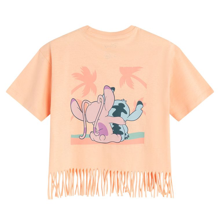 Cool Club, Bluzka dziewczęca z krótkim rękawem, pomarańczowa, Lilo i Stitch