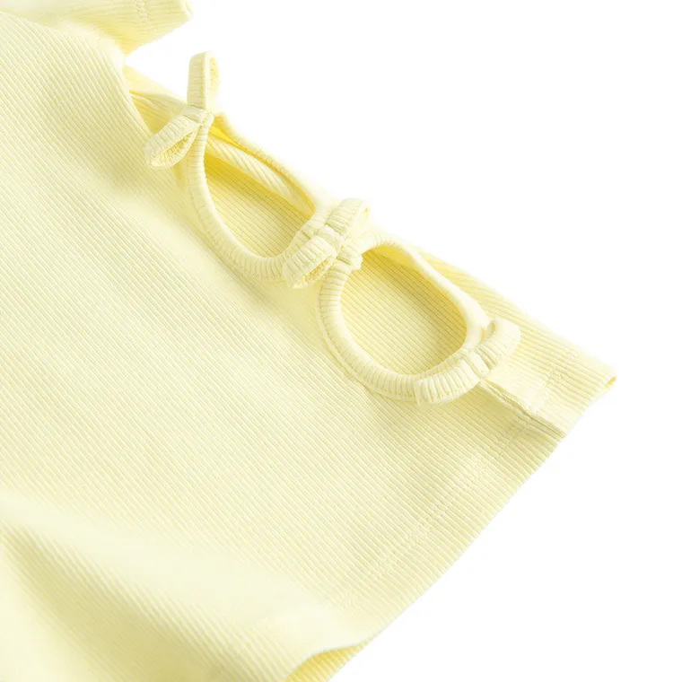 Cool Club, Bluzka dziewczęca z krótkim rękawem, prążkowana, żółta