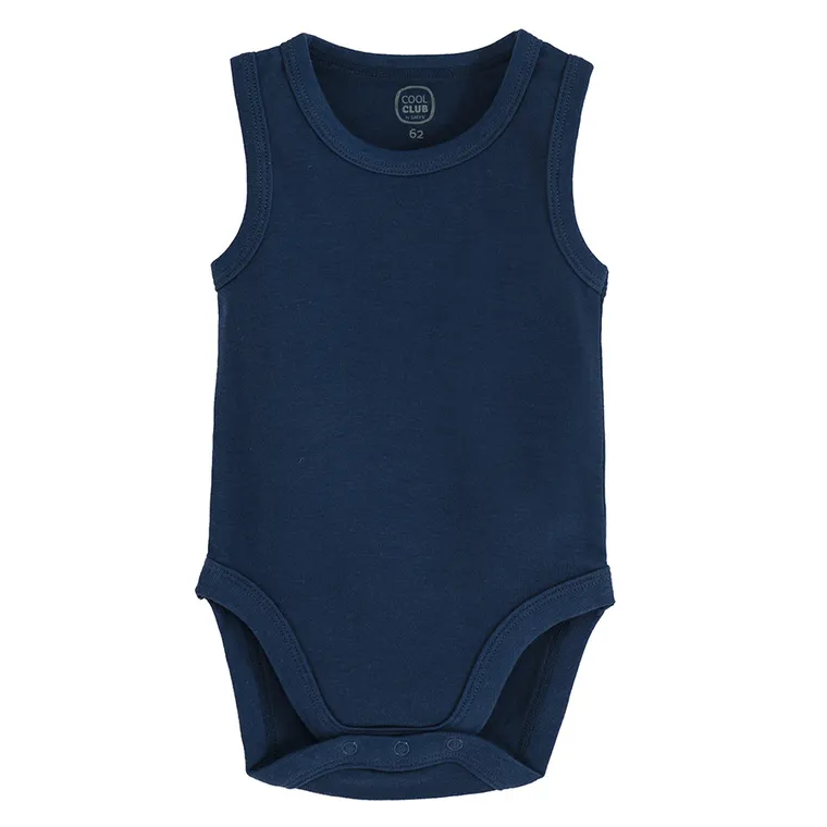 Cool Club, Body chłopięce bez rękawów, niebieskie, białe, zestaw, 3 szt.