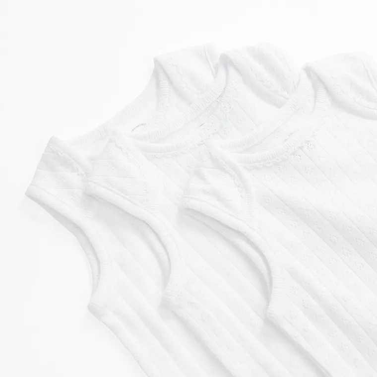 Cool Club, Body dziewczęce bez rękawów, ażurowe, białe, zestaw, 3 szt.