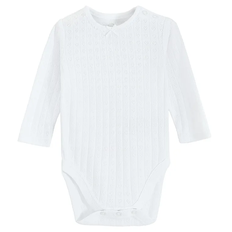 Cool Club, Body dziewczęce z długim rękawem, ażurowe, różowe, białe, zestaw, 3 szt.