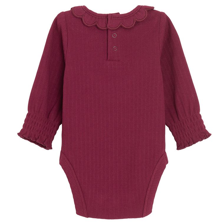 Cool Club, Body dziewczęce z długim rękawem, prążkowane, bordowe
