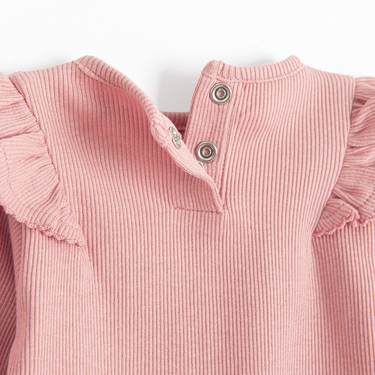 Cool Club, Body dziewczęce z długim rękawem, prążkowane, różowe