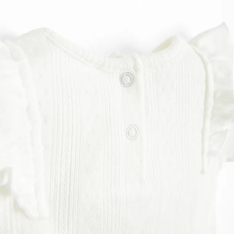 Cool Club, Body dziewczęce z krótkim rękawem, ażurowe, białe