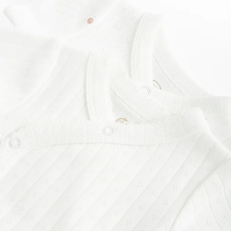 Cool Club, Body dziewczęce z krótkim rękawem, ażurowe, białe, zestaw, 2 szt.