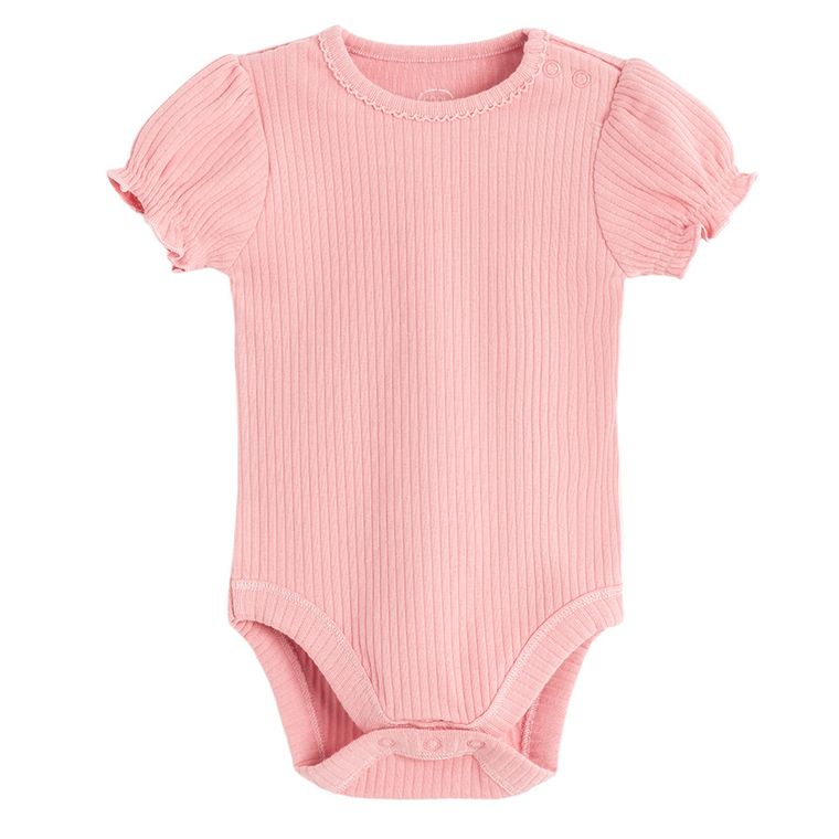 Cool Club, Body dziewczęce z krótkim rękawem, prążkowane, różowe, zestaw, 2 szt.