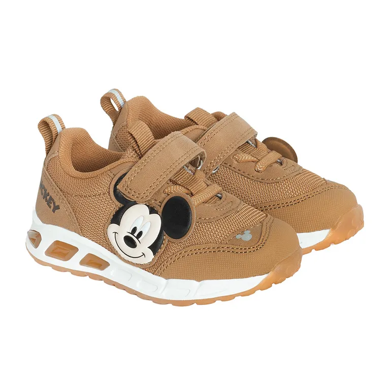 Cool Club, Buty sportowe chłopięce, brązowe, świecąca podeszwa, Myszka Miki