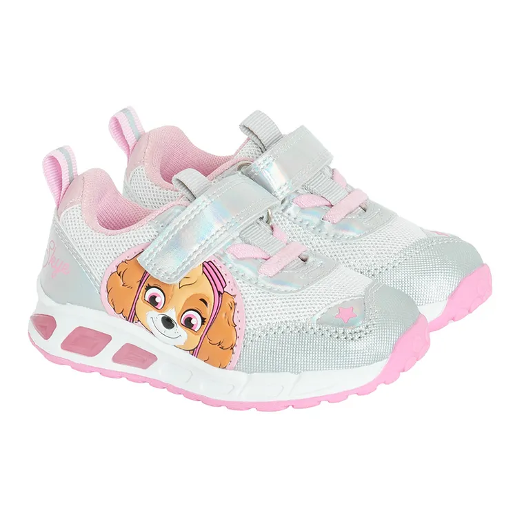 Cool Club, Buty sportowe dziewczęce, srebrne, świecąca podeszwa, Psi Patrol