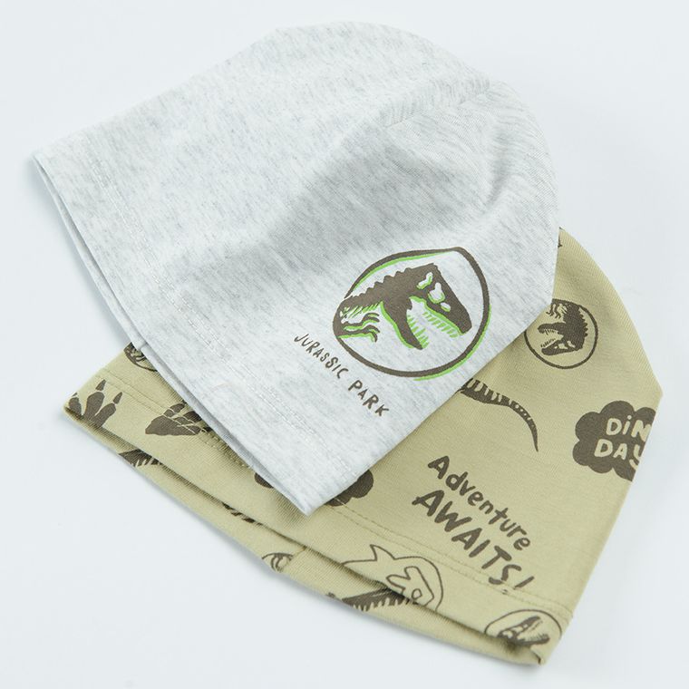 Cool Club, Czapka chłopięca, szara, zielona, Jurassic World, zestaw, 2 szt.