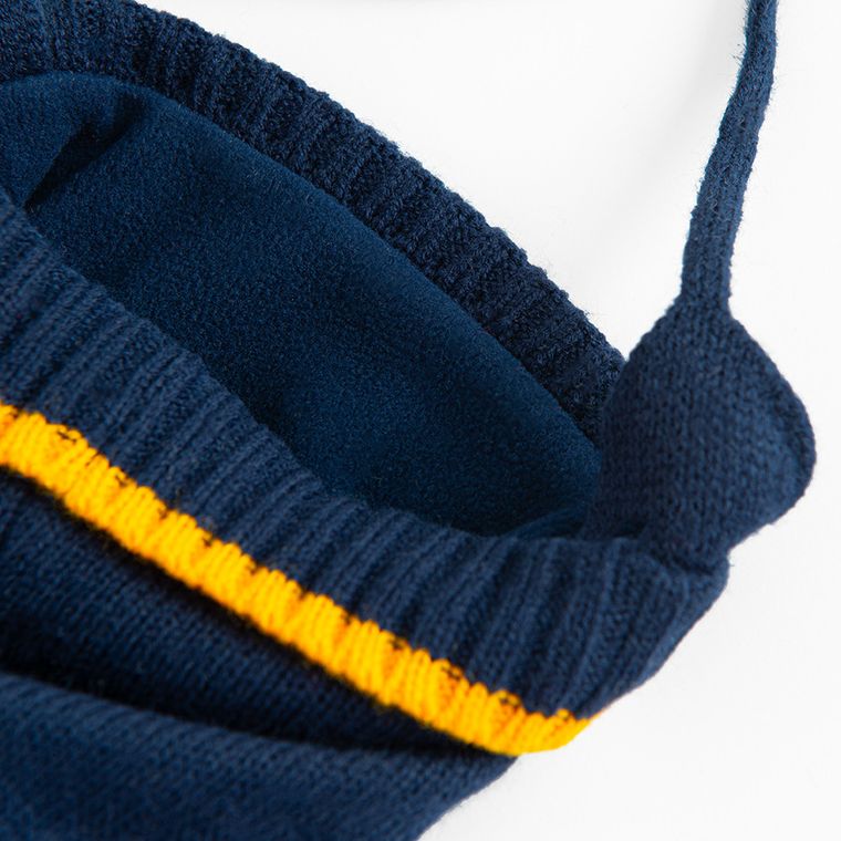 Cool Club, Czapka chłopięca z pomponem, wiązana, niebieska