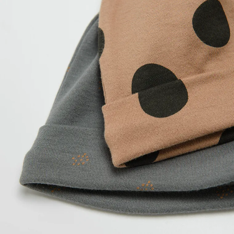 Cool Club, Czapka dziewczęca, bawełna organiczna, grafitowa, brązowa, zestaw, 2 szt.