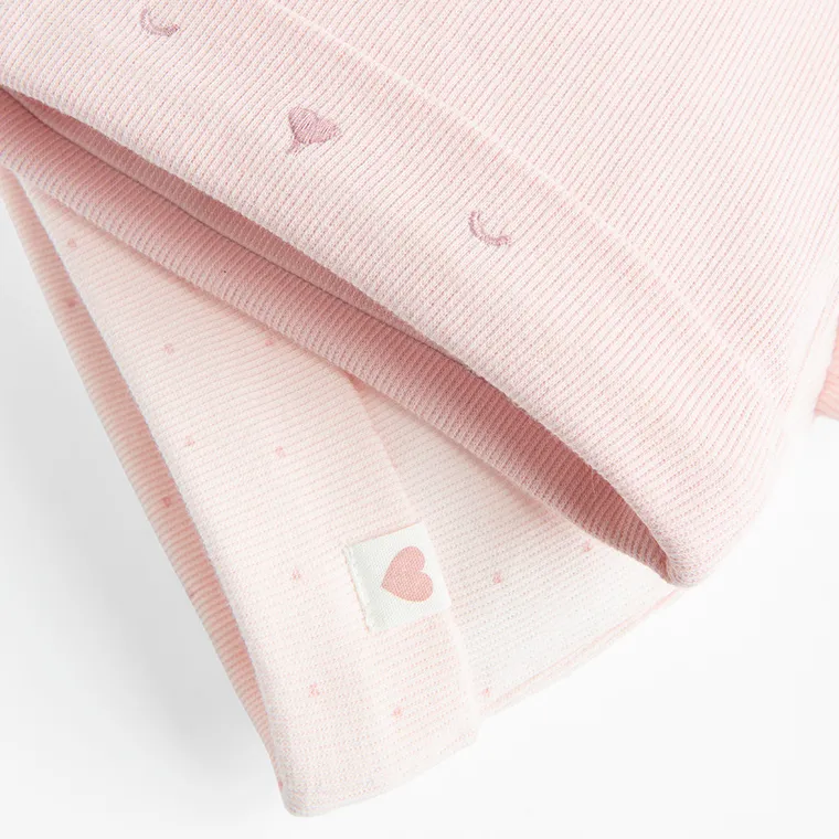 Cool Club, Czapka dziewczęca, prążkowana, różowa, zestaw, 2 szt.