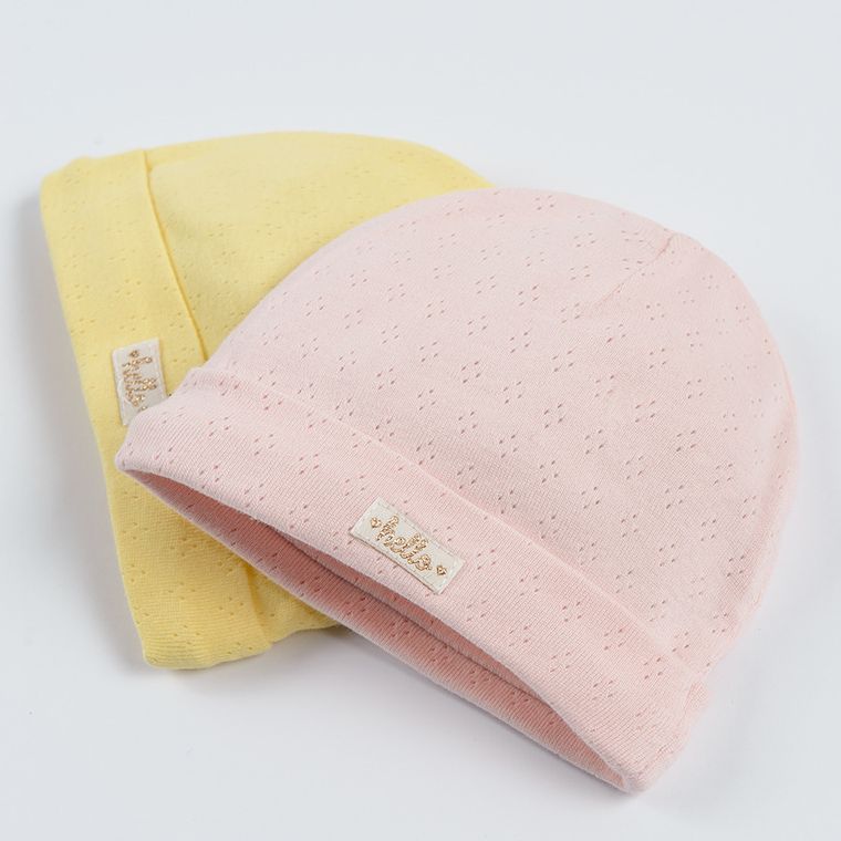 Cool Club, Czapka dziewczęca, żółta, różowa, zestaw, 2 szt.