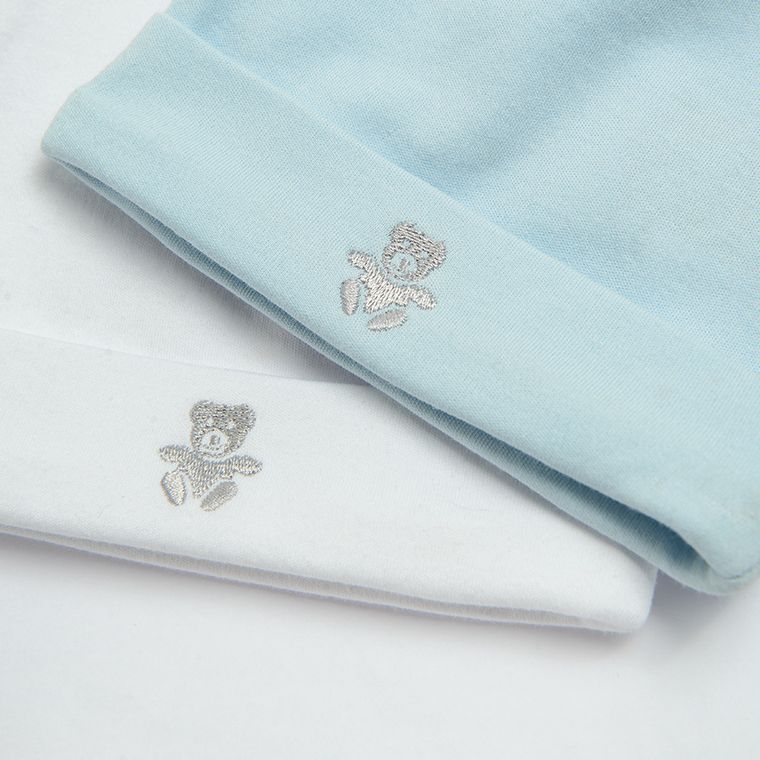 Cool Club, Czapka niemowlęca, bawełna organiczna, biała, niebieska, zestaw, 2 szt.