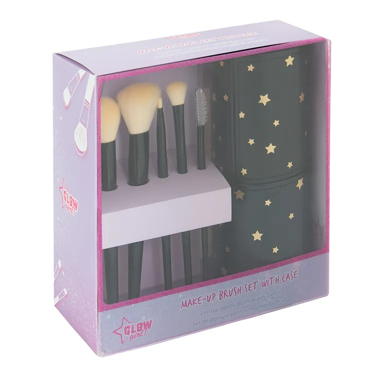 Cool Club, Glow Girl, zestaw pędzli do makijażu z etui